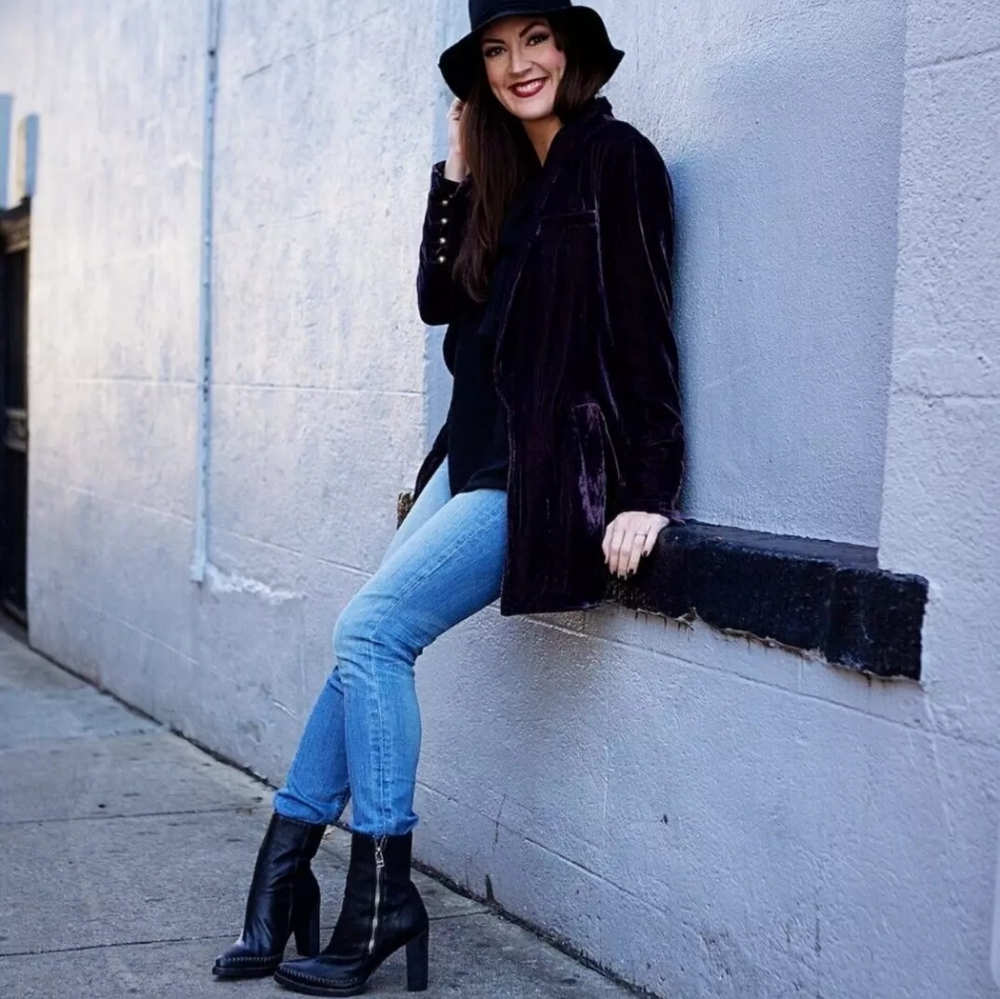 Free People Purple Velvet Blazer Jacket - Picture 4 of 13